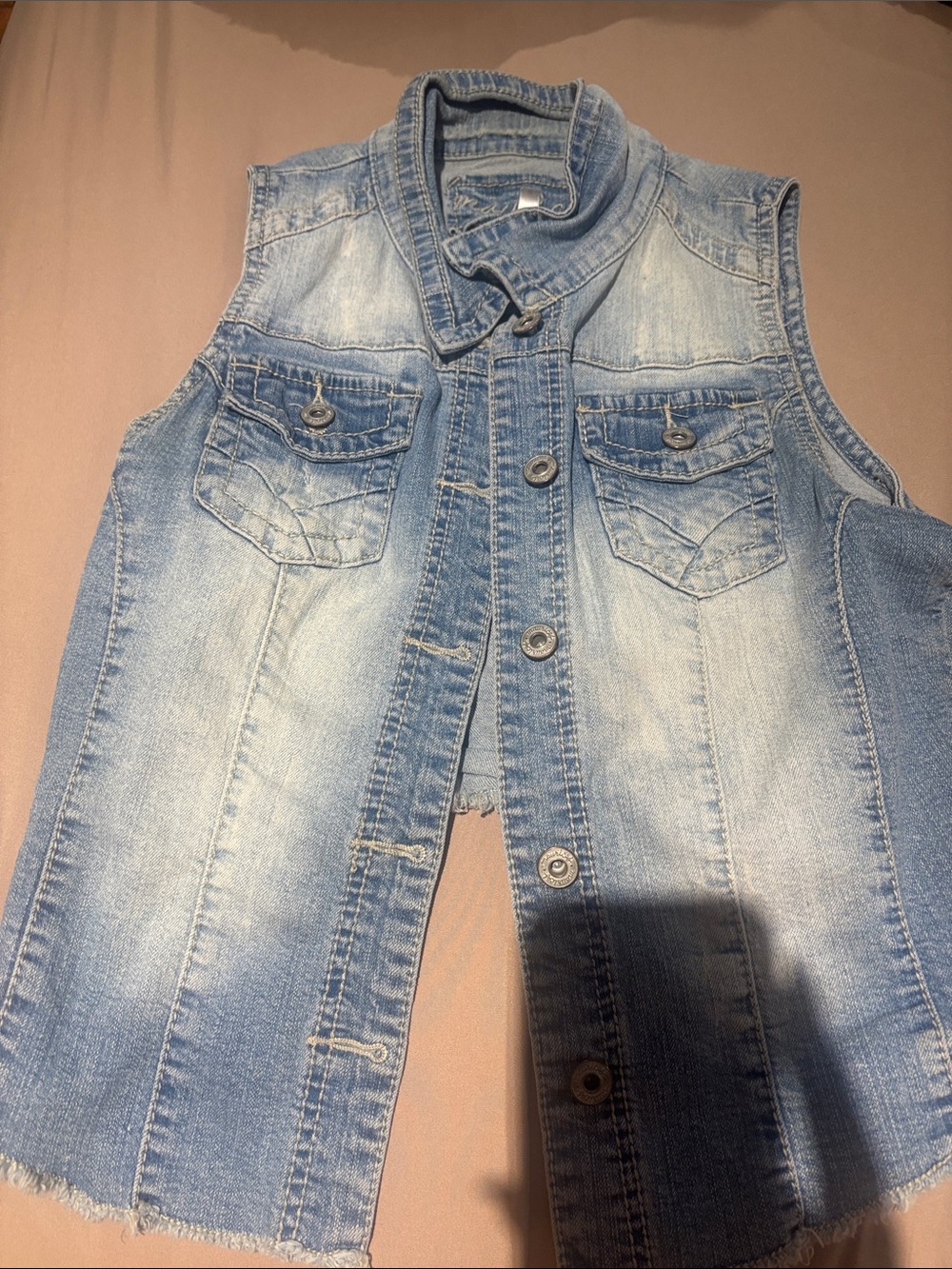 Maurices Light Blue Denim Sleeveless Vest